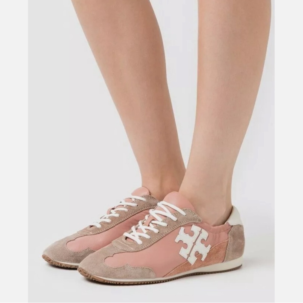 Tory Burch Pink and Cream Retro Sneakers